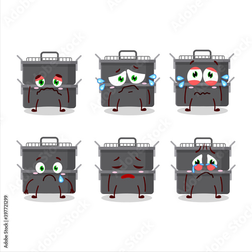 Double roaster pan cartoon character with sad expression
