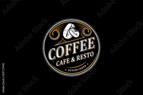 Coffee logo for cafe resto and product label - food drink - coffee seed farm simple minimalist icon design.