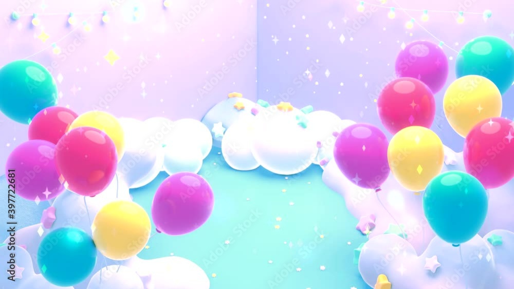 Looped cartoon balloons party animation. Looped cartoon balloons party animation.