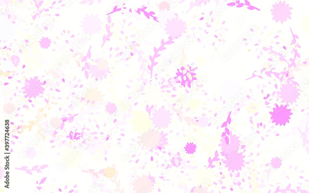 Light Pink, Yellow vector doodle texture with flowers