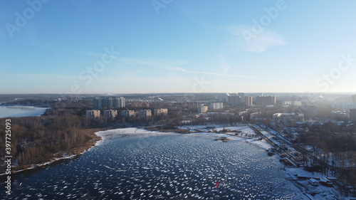the city near the lake