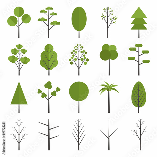 Set of forest tree icon. Pi...