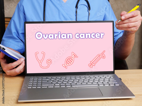 Health care concept about Ovarian cancer with inscription on the sheet.