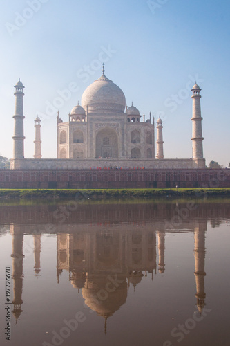 Reflection of the Taj Mahal on the waters of river Yamuna
