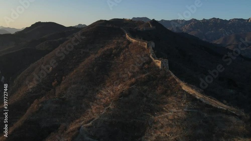 Aerial photography of the ancient Great Wall of China