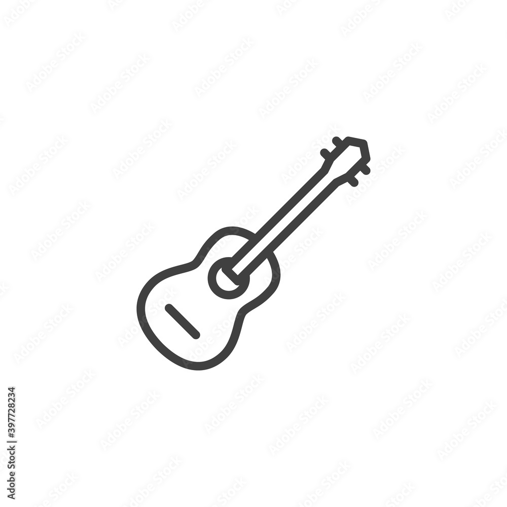 Guitar line icon. linear style sign for mobile concept and web design. Acoustic guitar, music instrument outline vector icon. Symbol, logo illustration. Vector graphics Guitar line icon. linear style sign for mobile concept and web design. Acoustic guitar, music instrument outline vector icon. Symbol, logo illustration. Vector graphics