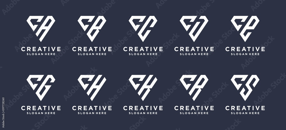 diamond shape letter C combined with other monogram logo designs. diamond shape letter C combined with other monogram logo designs.