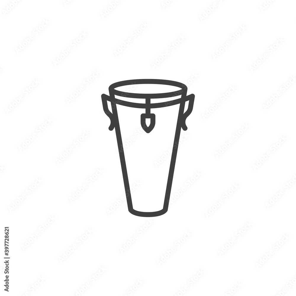 Conga drum line icon. linear style sign for mobile concept and web