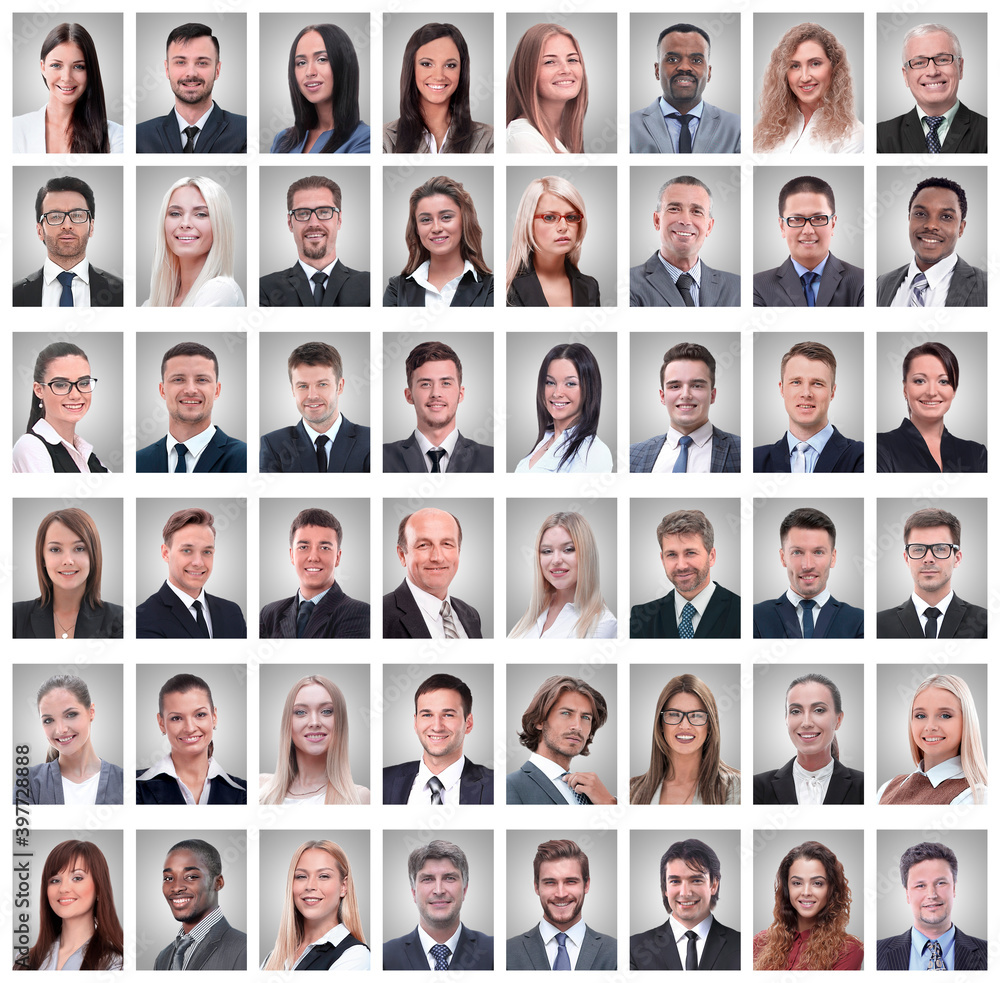 portraits of a group of successful employees isolated on white portraits of a group of successful employees isolated on white