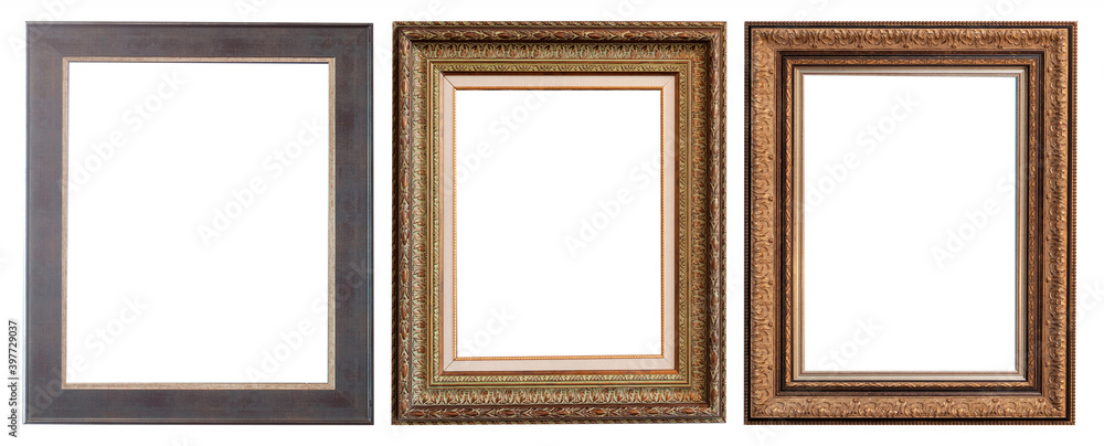 Fototapeta premium Frames picture baguettes isolated on white background set.