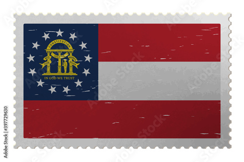 Georgia US flag on old postage stamp, vector