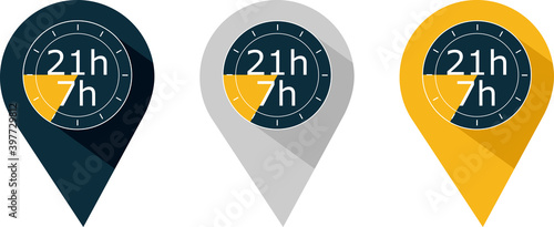 Colored pins of the curfew between 9 p.m. and 7 a.m. because of Covid-19