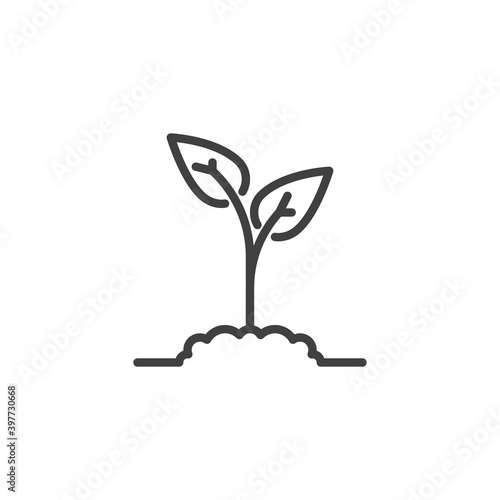 Growing plant line icon. linear style sign for mobile concept and web design. Plant in soil outline vector icon. Symbol, logo illustration. Vector graphics