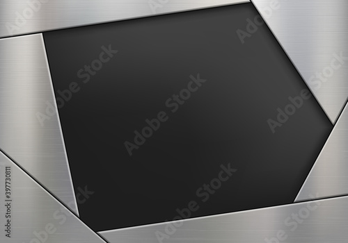 Polished metal plate with copy space. Vector template.