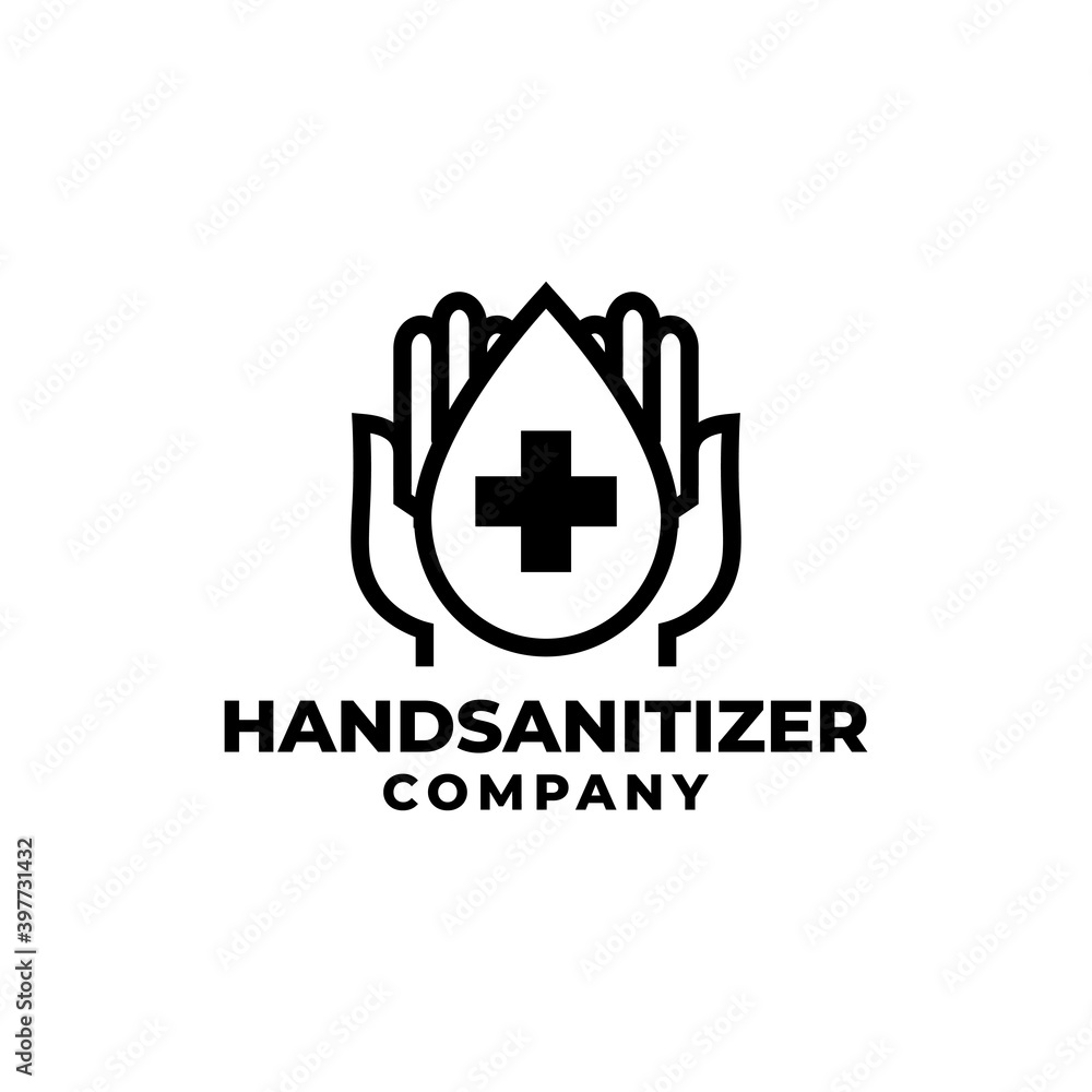 Obraz premium illustration of a hand with a liquid. hand sanitizer logo.