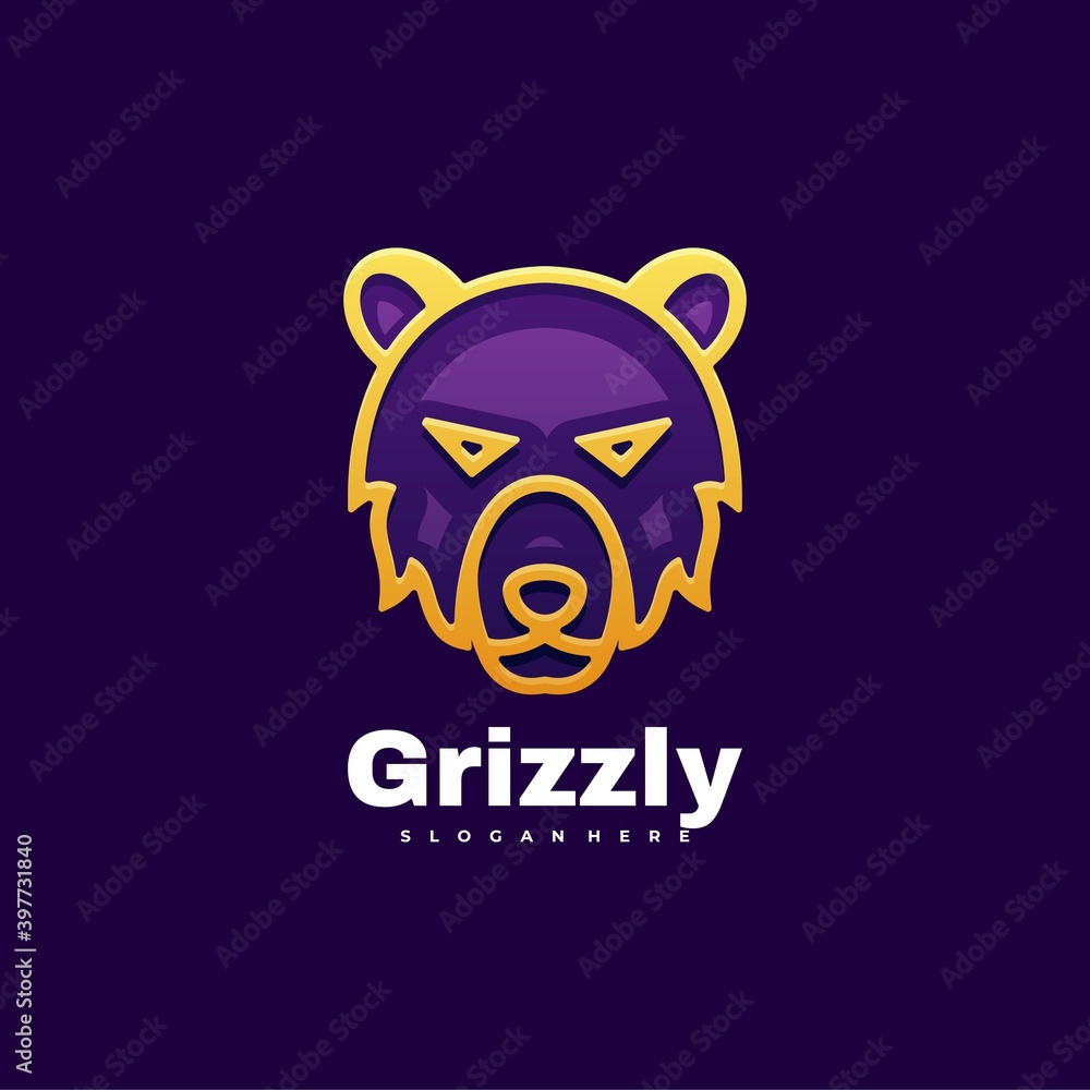Vector Logo Illustration Grizzly Gradient Line Art Style. Vector Logo Illustration Grizzly Gradient Line Art Style.
