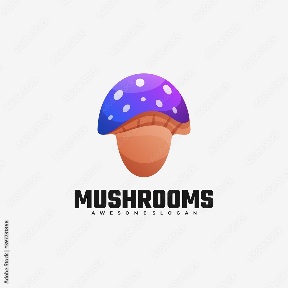 Obraz premium Vector Logo Illustration Mushroom Gradient Colorful Style.