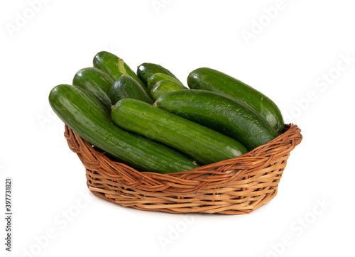 Fresh Healthy Cucumbers Isolated on White Background