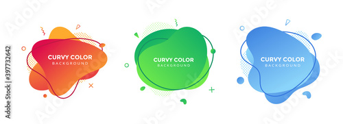 Modern liquid abstract element graphic gradient flat style design fluid vector colorful illustration set banner simple shape template for presentation, flyer, isolated on white background.
