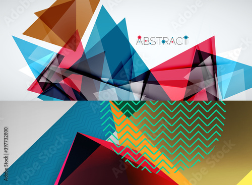 Set of vector triangle geometric backgrounds. Vector illustration for covers, banners, flyers and posters and other designs