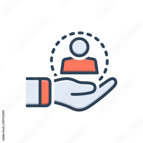 Color illustration icon for retain