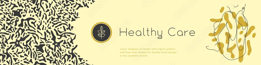 Beauty studio banner in trendy yellow hue. Vector emblem design template minimalistic linear style. Abstract animal seamless pattern. Panoramic banner for cosmetic label. Woman body silhouette. Beauty studio banner in trendy yellow hue. Vector emblem design template minimalistic linear style. Abstract animal seamless pattern. Panoramic banner for cosmetic label. Woman body silhouette.