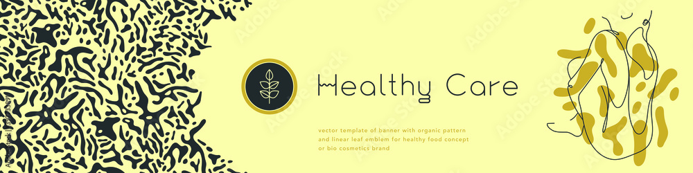 Beauty studio banner in trendy yellow hue. Vector emblem design template minimalistic linear style. Abstract animal seamless pattern. Panoramic banner for cosmetic label. Woman body silhouette. Beauty studio banner in trendy yellow hue. Vector emblem design template minimalistic linear style. Abstract animal seamless pattern. Panoramic banner for cosmetic label. Woman body silhouette.