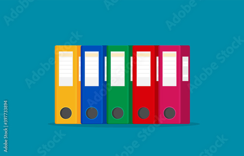 Set of colored ring binders isolated. Vector illustration in flat style