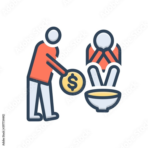 Color illustration icon for poor