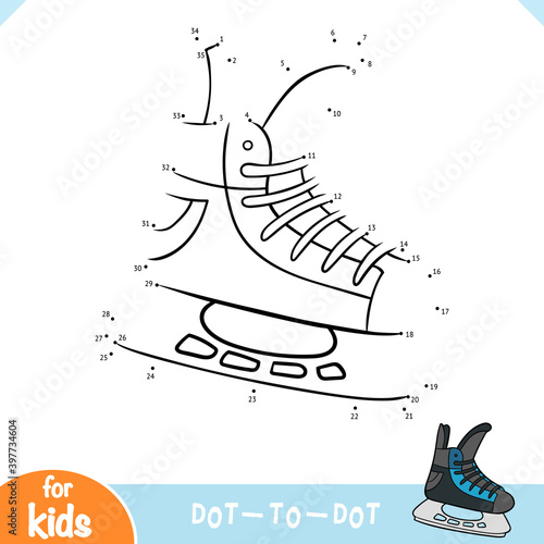 Numbers game, education dot to dot game, Ice hockey skates