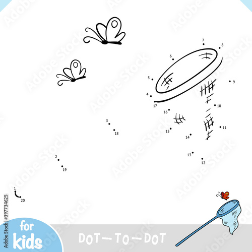 Numbers game, education dot to dot game, Butterfly net