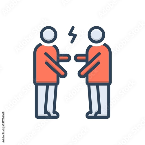 Color illustration icon for confront