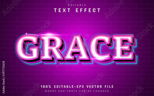 Grace text effect with purple light