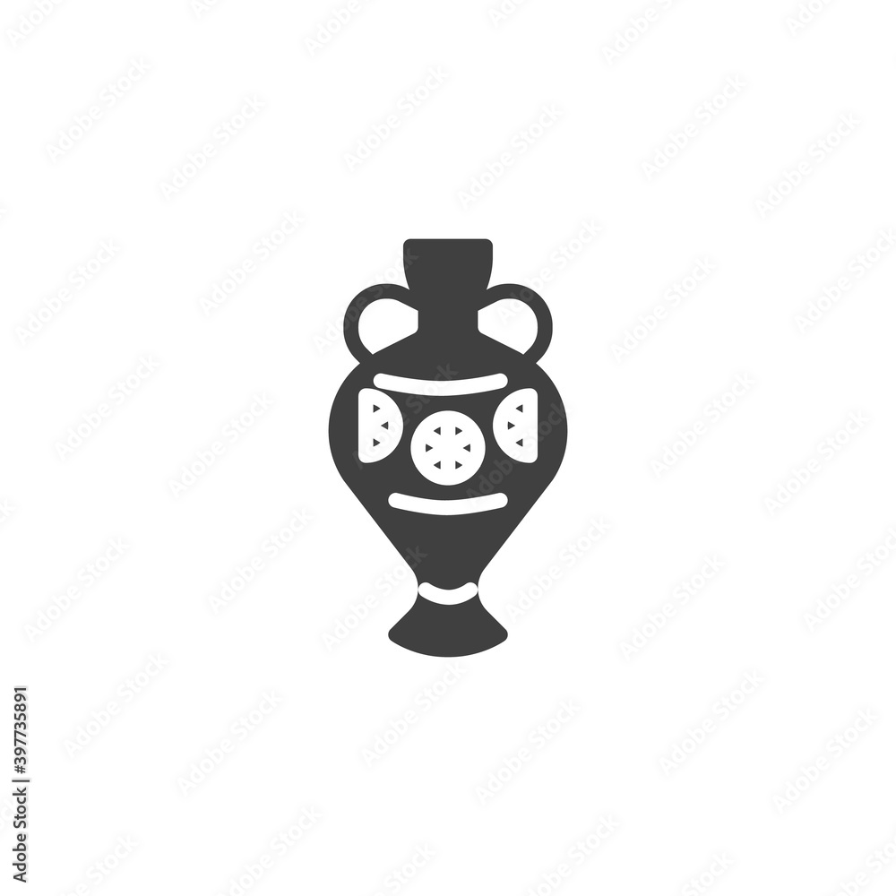 Antique clay vase vector icon. filled flat sign for mobile concept and web design. Ancient amphora glyph icon. Symbol, logo illustration. Vector graphics