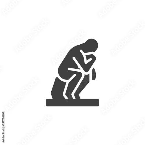 Thinking man statue vector icon. filled flat sign for mobile concept and web design. Thinking man sculpture glyph icon. Symbol, logo illustration. Vector graphics