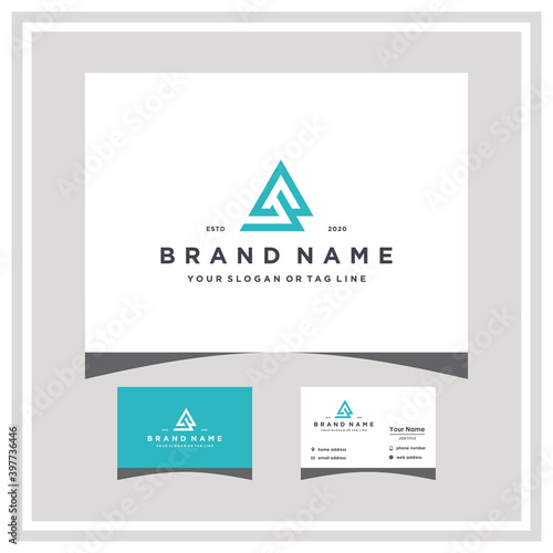 letter ab logo design and business card vector