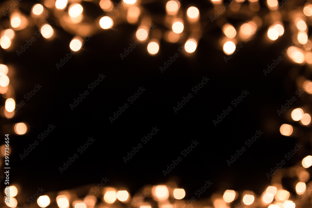 Blurry christmas lights. Christmas lights border. Christmas background with  lights and free text space. Christmas lights on black background. Stock  Photo | Adobe Stock
