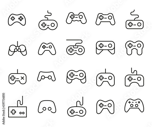 Gamepad line icons set.