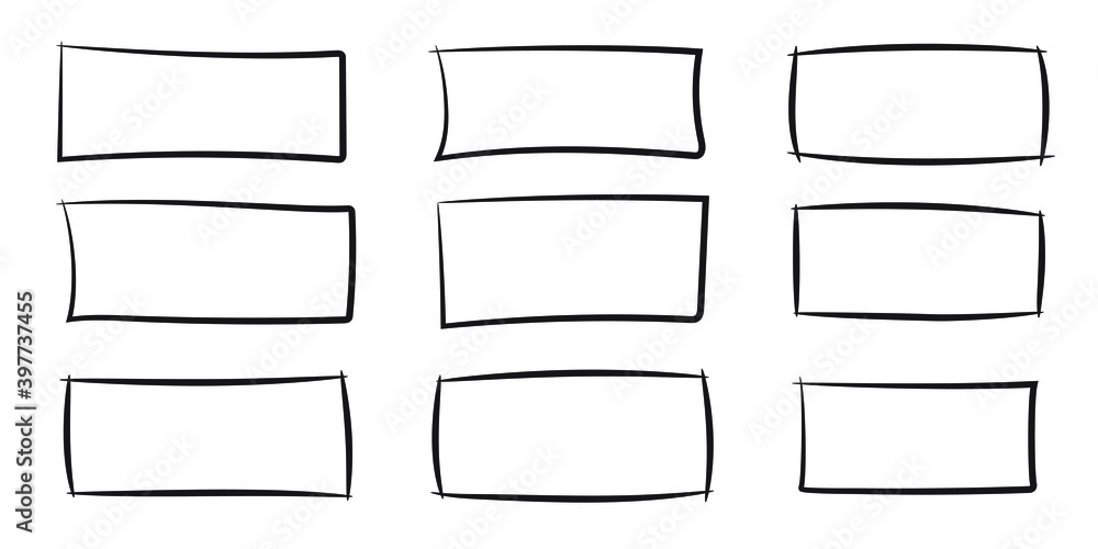 Hand drawn doodle rectangle frames, Text box and frames.