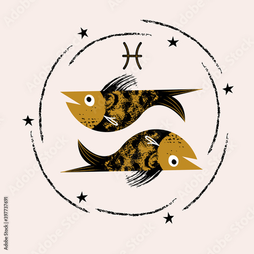 Sign of the Zodiac Pisces. Vector illustration.