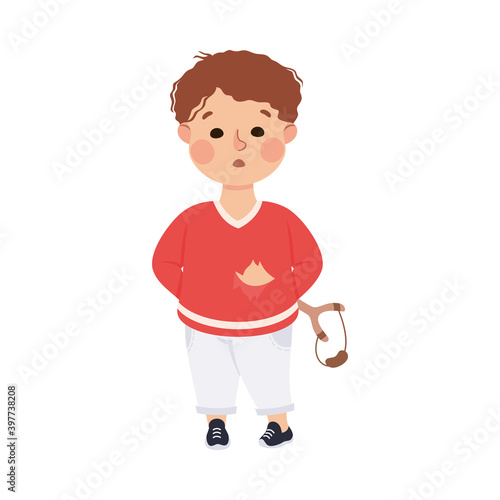 Little Child with Bad and Naughty Behavior Vector Illustration