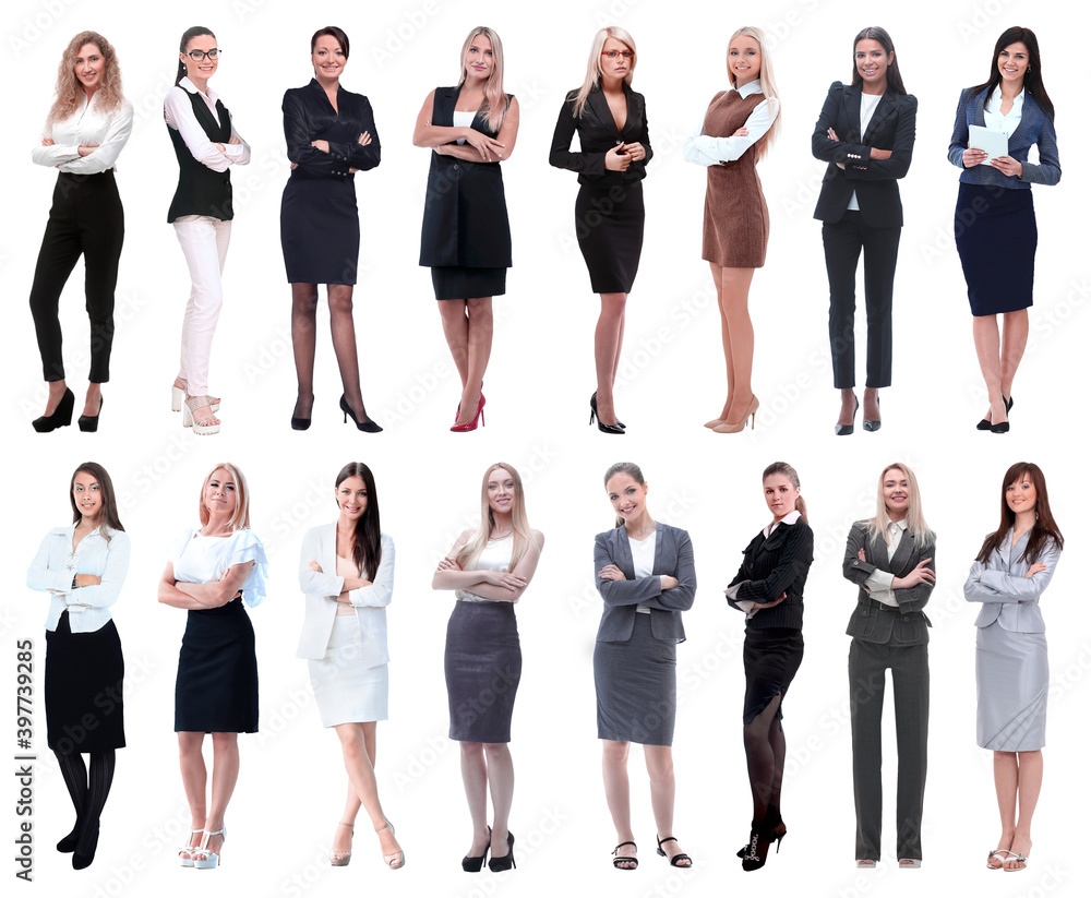 Obraz premium in full growth.collage of a group of successful young business women.
