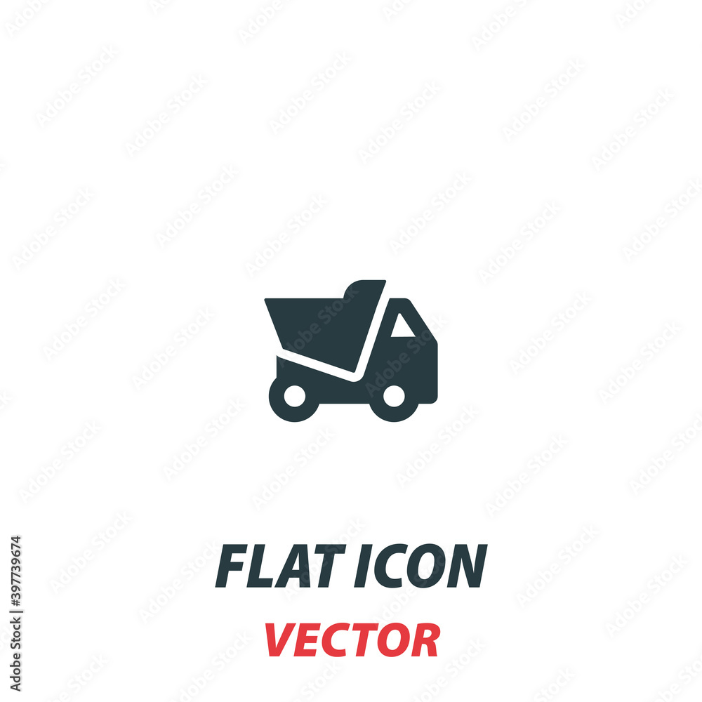 Truck icon in a flat style. Vector illustration pictogram on white background. Isolated symbol suitable for mobile concept, web apps, infographics, interface and apps design Truck icon in a flat style. Vector illustration pictogram on white background. Isolated symbol suitable for mobile concept, web apps, infographics, interface and apps design
