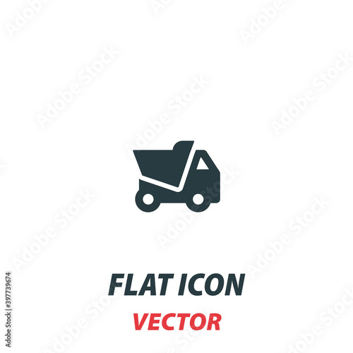 Truck icon in a flat style. Vector illustration pictogram on white background. Isolated symbol suitable for mobile concept, web apps, infographics, interface and apps design
