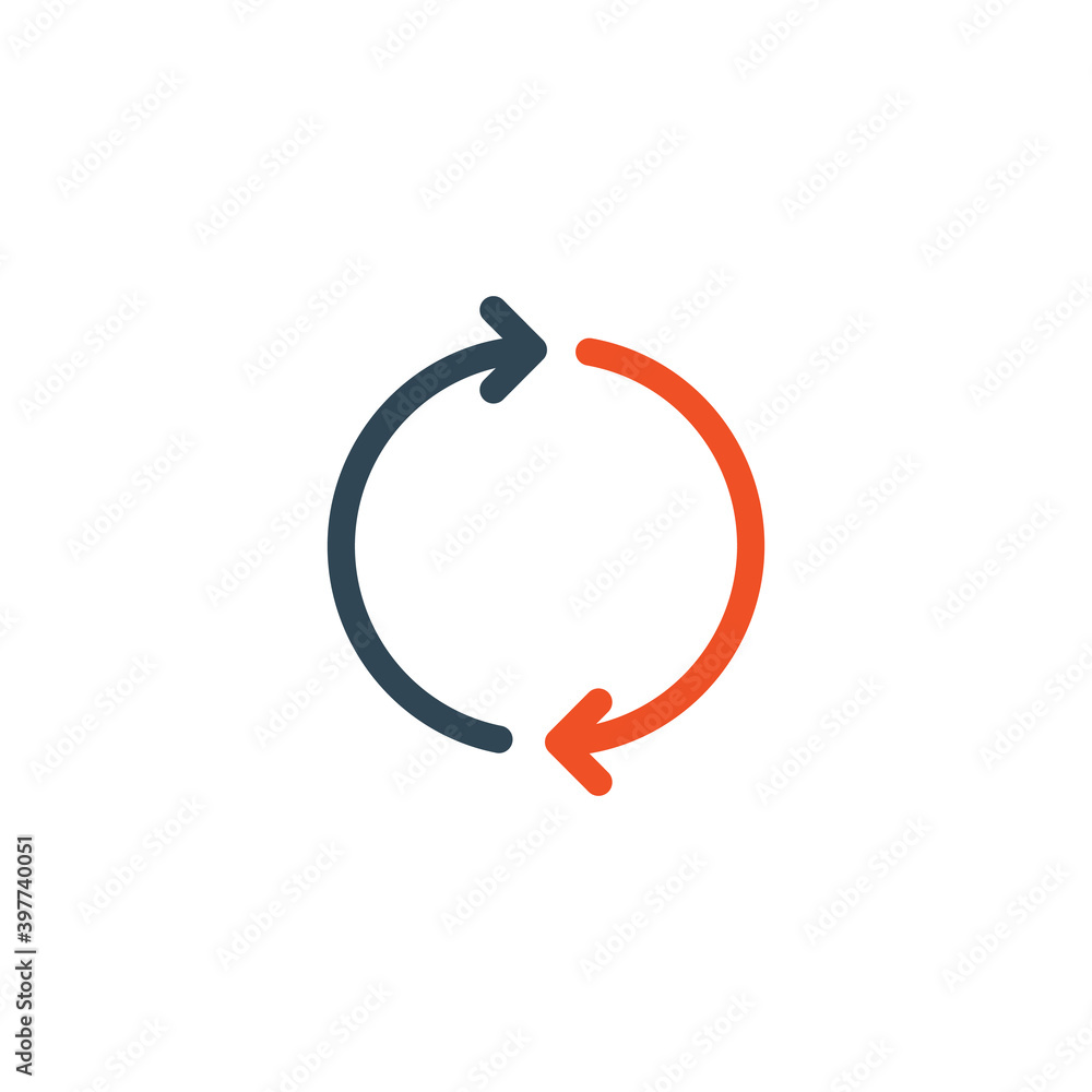 Vector sync and refresh icon, double circle arrows, convert icon. Stock vector illustration isolated on white background. Vector sync and refresh icon, double circle arrows, convert icon. Stock vector illustration isolated on white background.
