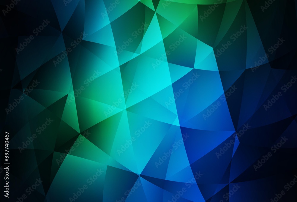 Dark Blue, Green vector polygon abstract background.