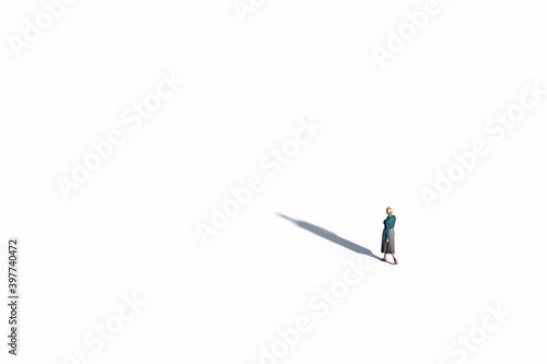 Business Woman Walking Isolated Against White, Illustration, Template, Mock Up, Blank. Unrecognisable, Created In 3d Software. 3d Rendering.