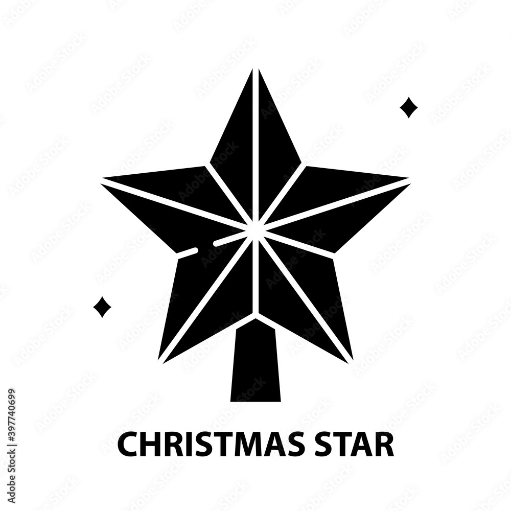 christmas star icon, black vector sign with editable strokes, concept illustration christmas star icon, black vector sign with editable strokes, concept illustration