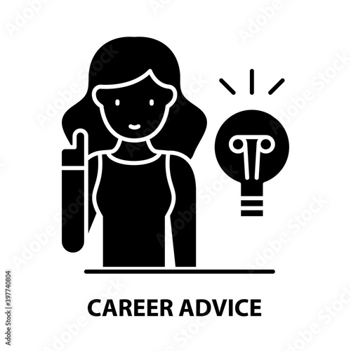 career advice icon, black vector sign with editable strokes, concept illustration