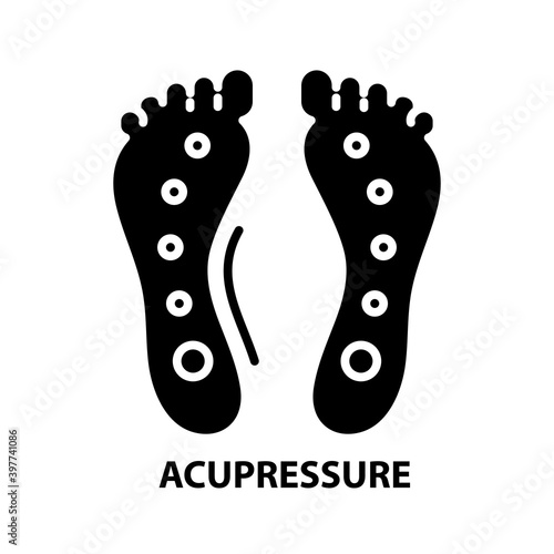 acupressure icon, black vector sign with editable strokes, concept illustration